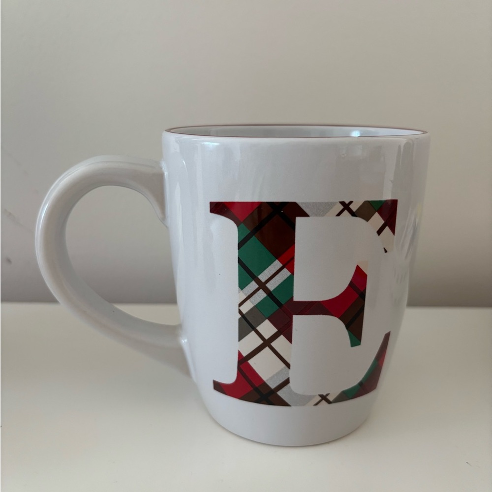 Monogram Plaid Mug - Letter E